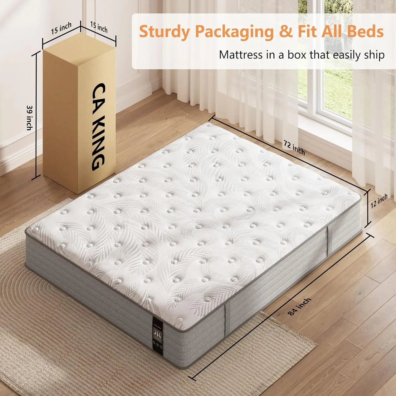 California King Mattress, 12 Inch Hybrid Gel Memory Foam Mattress with Pocket Springs, California King Size Mattress 2
