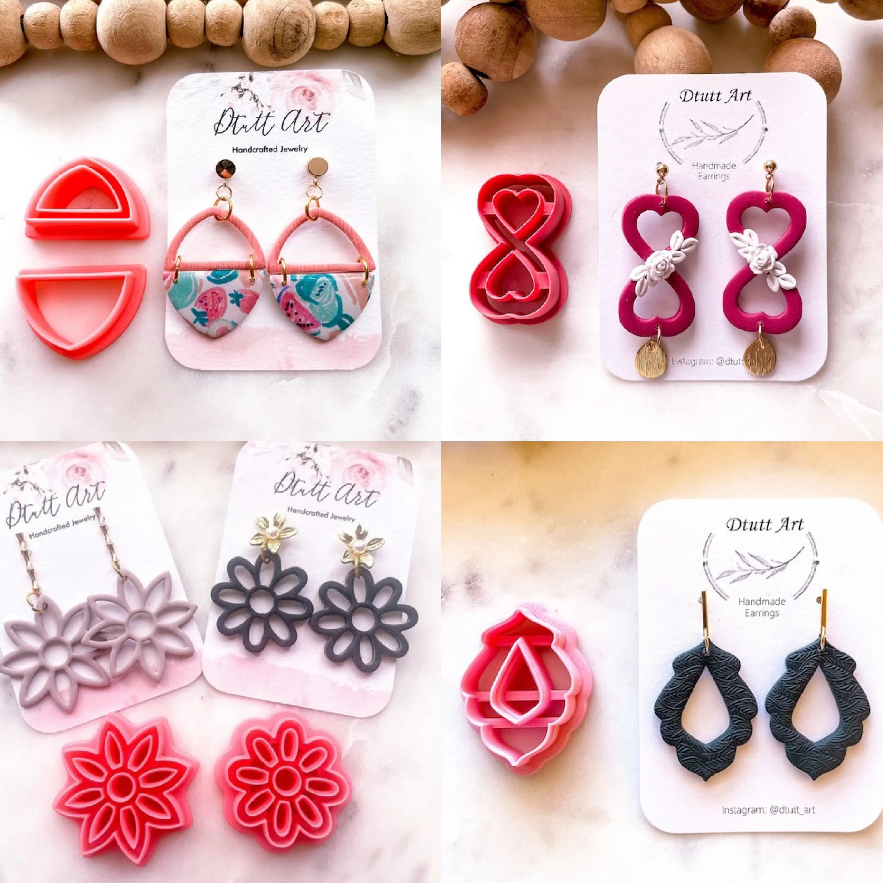 Vintage Polymer Clay Cutter Lotus Boho Embossed Flower Clay Cutters for Brooches Earrings Jewelry DIY Making Cutting Die Tools Polymer Clay Cutter