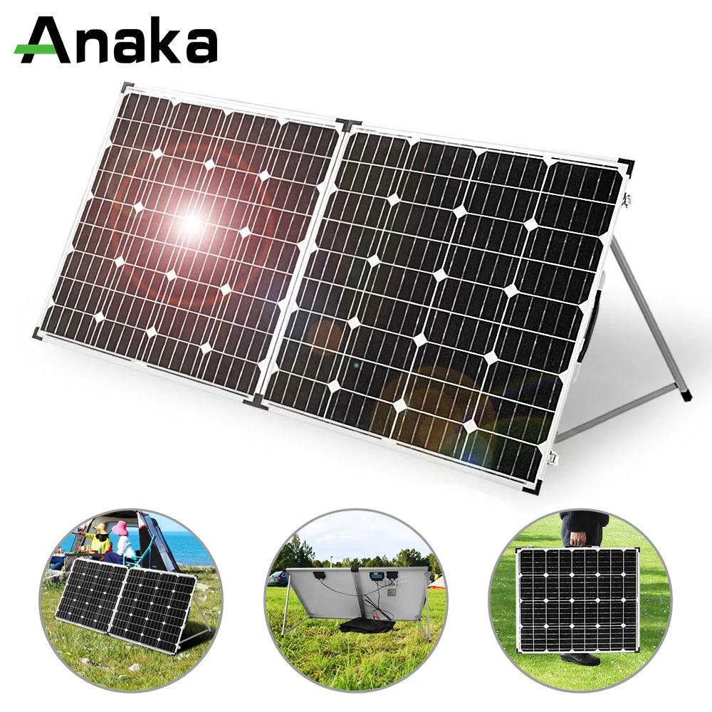 Anaka 100W 160W 200W Foldable Solar Panel China 10A/20A 12V Controller Folding Solar Panel Cell/System Charger Solar Panel