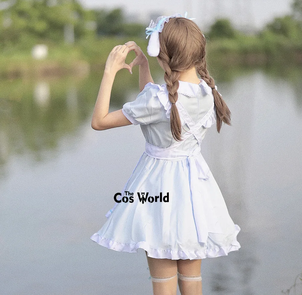 5 Colors S-5XL Japanese Lolita Heart Rabbit Maidservant Maid Restaurant Apron Dress Uniform Outfits Anime Cosplay Costume