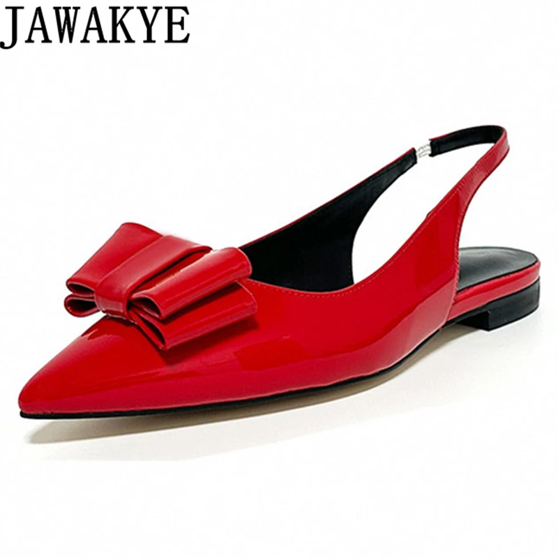 

Женские босоножки из лакированной кожи, с острым носком, на плоской подошве