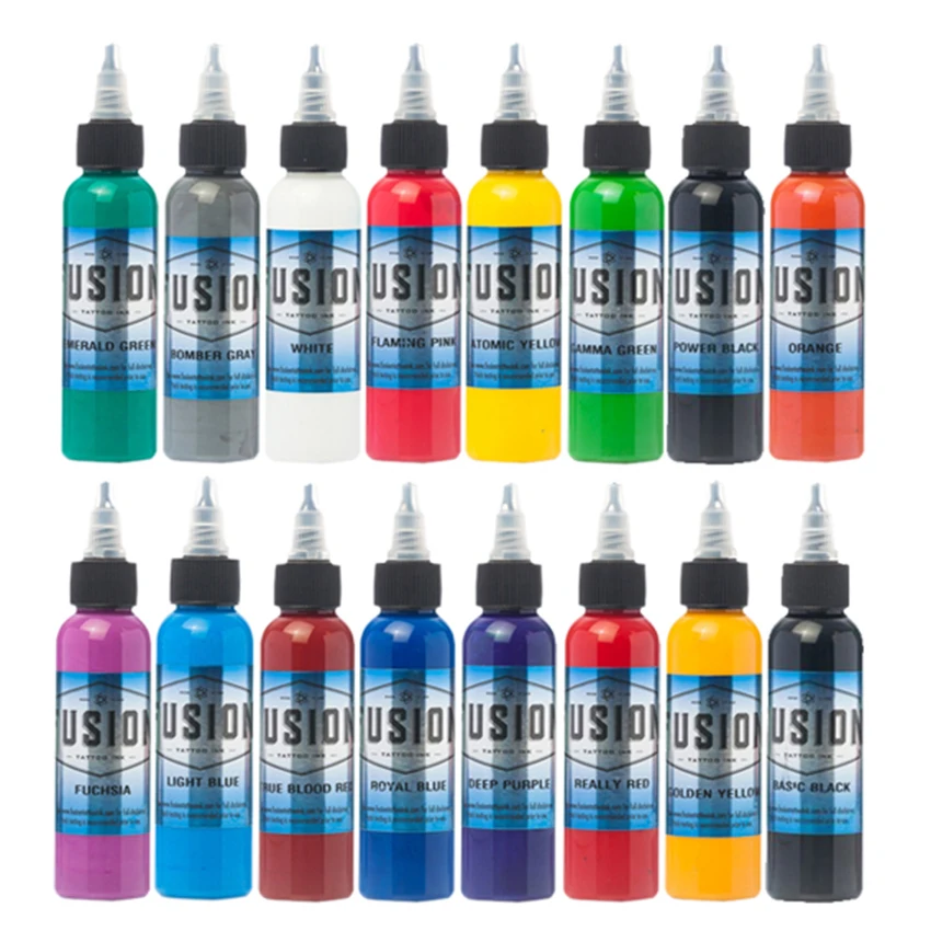 Fus/ion 16 Color Tattoo Ink Set Pigment Kit 1 Oz (30ml) Tattoo Supply Kit Pigment All Purpose