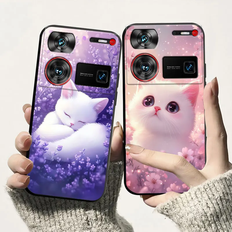 Shockproof Soft Silicone TPU Phone Case with Cat and Dog Design - Back Cover s