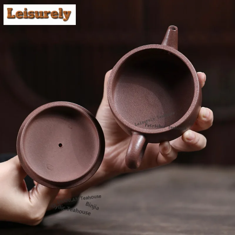 200ml Aesthetic Yixing Purple Clay Teapots Handmade Large Caliber Pot Raw Ore Peach Blossom Mud Tea Infuser Kettle Zisha Tea Set