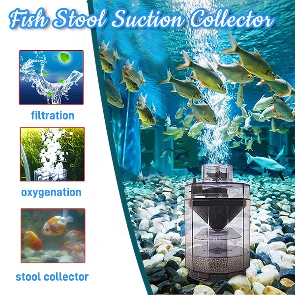 Fish Stool Suction Collector Aquarium Tank Fully Automatic Fish Poop Stool  Suction Separator Filter Collector Vacuum Cleaner