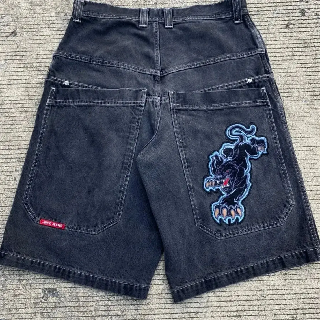 パンツ 00s Designed Baggy Shorts Y2K HIPHOP Y2K Baggy Shorts Gothic American Pocket Printing Denim Gym