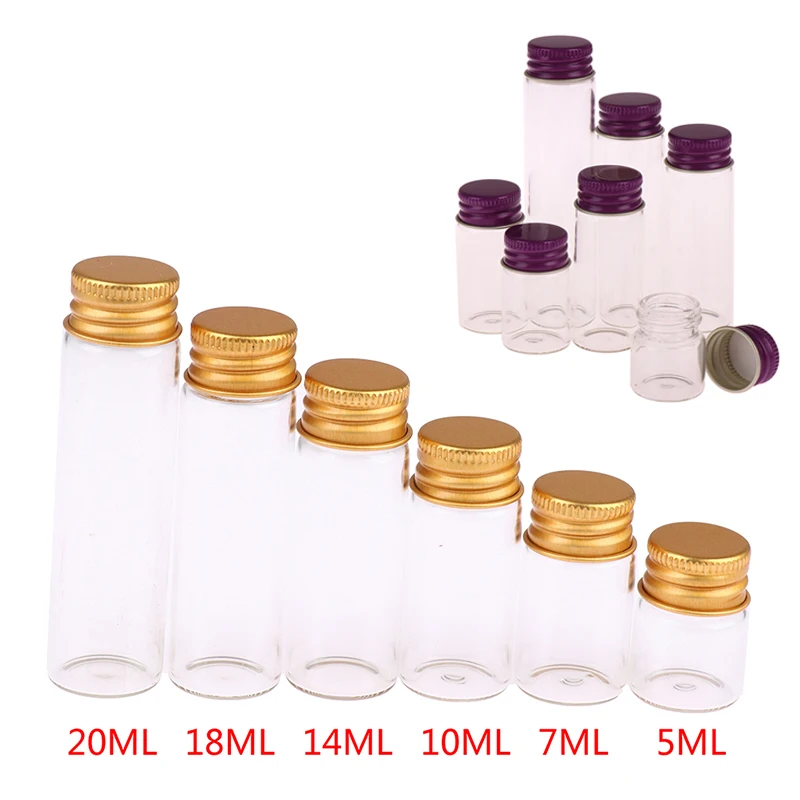 Tiny Glass Jars Bottles Screw Cap Storage Jar Mini Containers GLASS Transparent Vial Bottles 10PCS/lot 5/7/10/14ML glass bottles storage jar