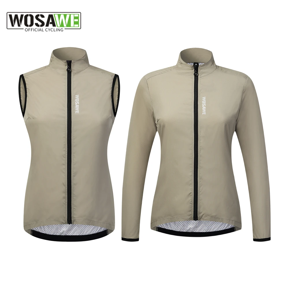 

WOSAWE Lightweight Windbreaker Cycling Vest Women Bicycle Jacket Water Resistant Windproof Sportswear Road Bike Long Jersey Vest