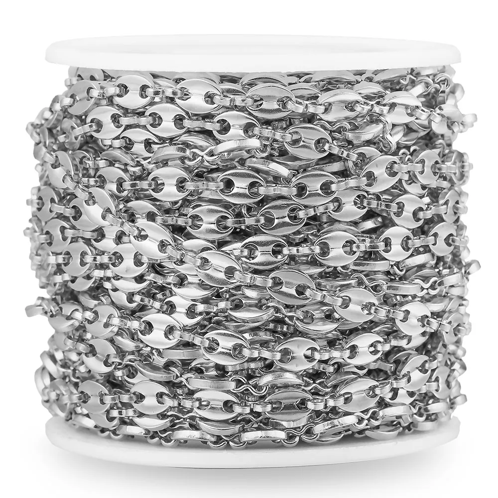 1 metre paslanmaz çelik kahve çekirdeği zincirleri boş rulo küba zincir kolye takı yapma malzemeleri malzeme toptan öğeler