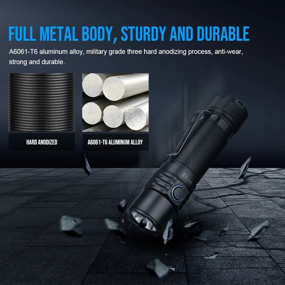 Trustfire mt22 recarregável edc lanterna led 2250 lúmen poderosa