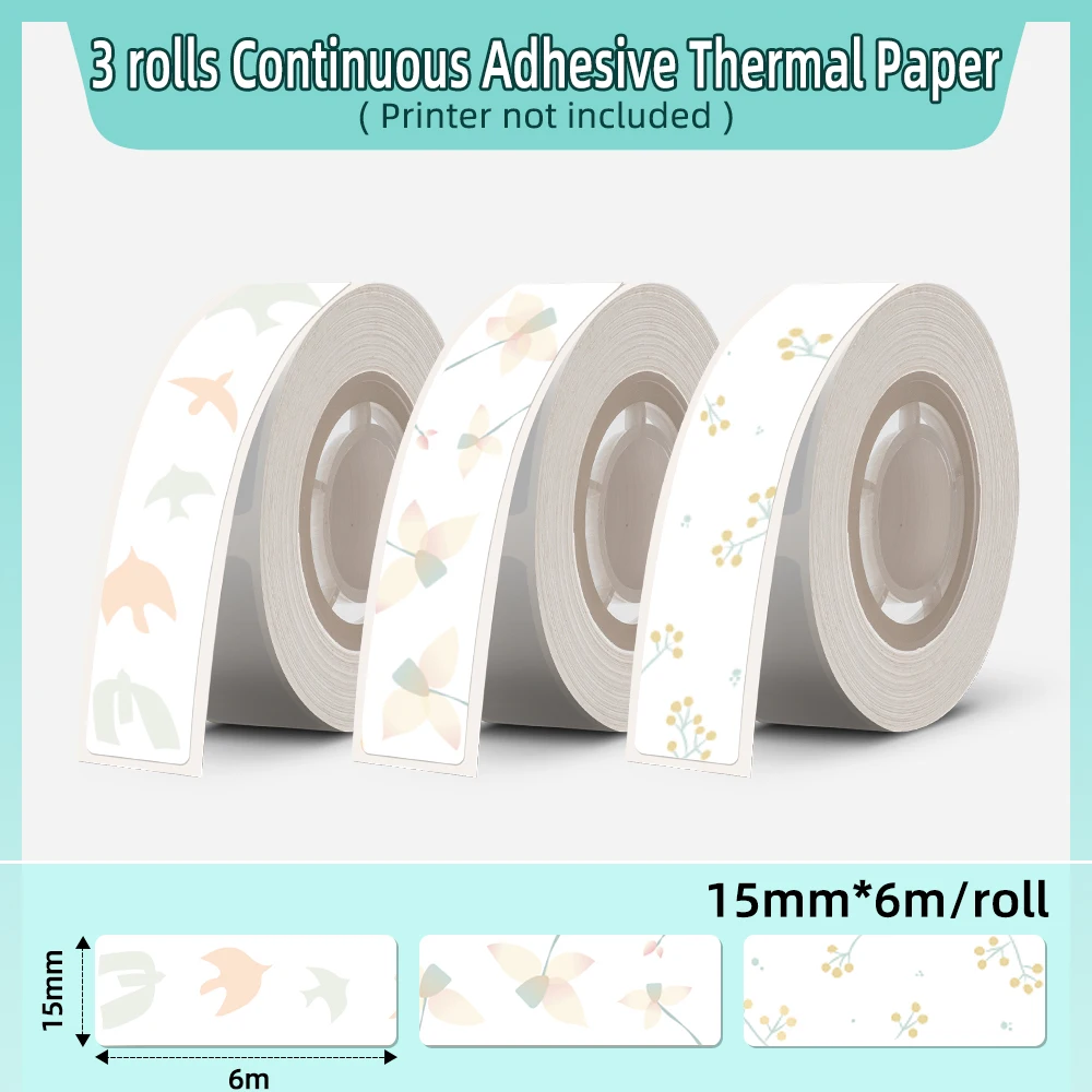 

3 Rolls Phomemo Q30 Continuous Adhesive Paper Name Pattern Thermal Label Sticker Waterproof Sticker for Q30/Q31/Q30S Printer