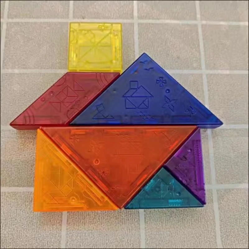 Montessori Magnetic Colorful 3D Tangram Jigsaw Toy Kid Logical Thinking Training Drawing Board Games Education Toys For Children 5
