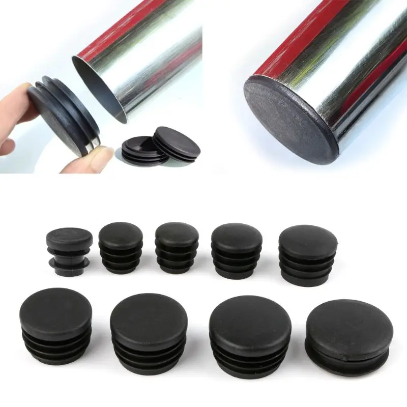 

10Pcs Black Plastic Furniture Leg Plug Blanking End Cap Bung For Round Pipe Tube Hot-selling