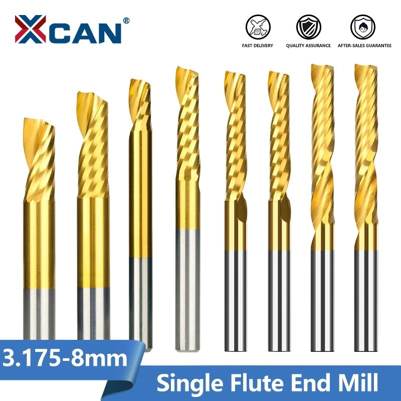 Xcan Single Flute End Mill 4/6mm Shank Carbide Cnc Router Engraving Bit