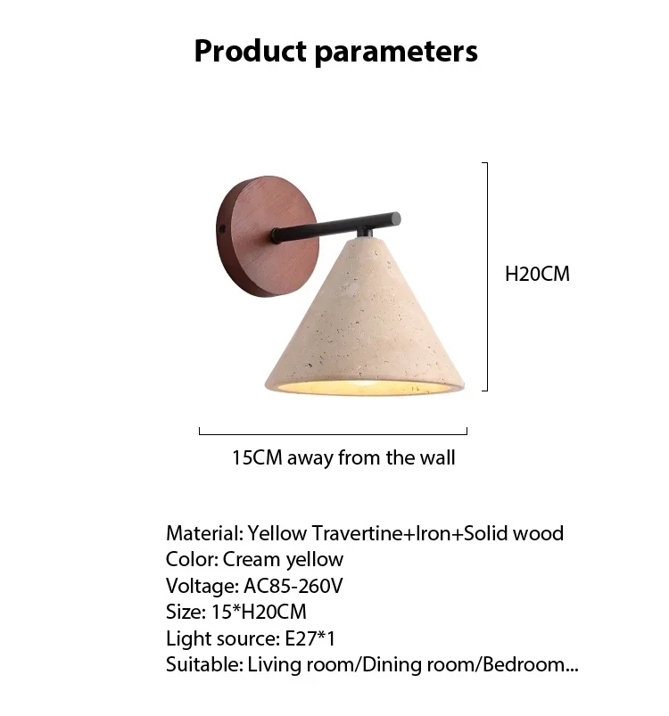 Natural Stone Travertine Wall Lamp Sconce Image 6