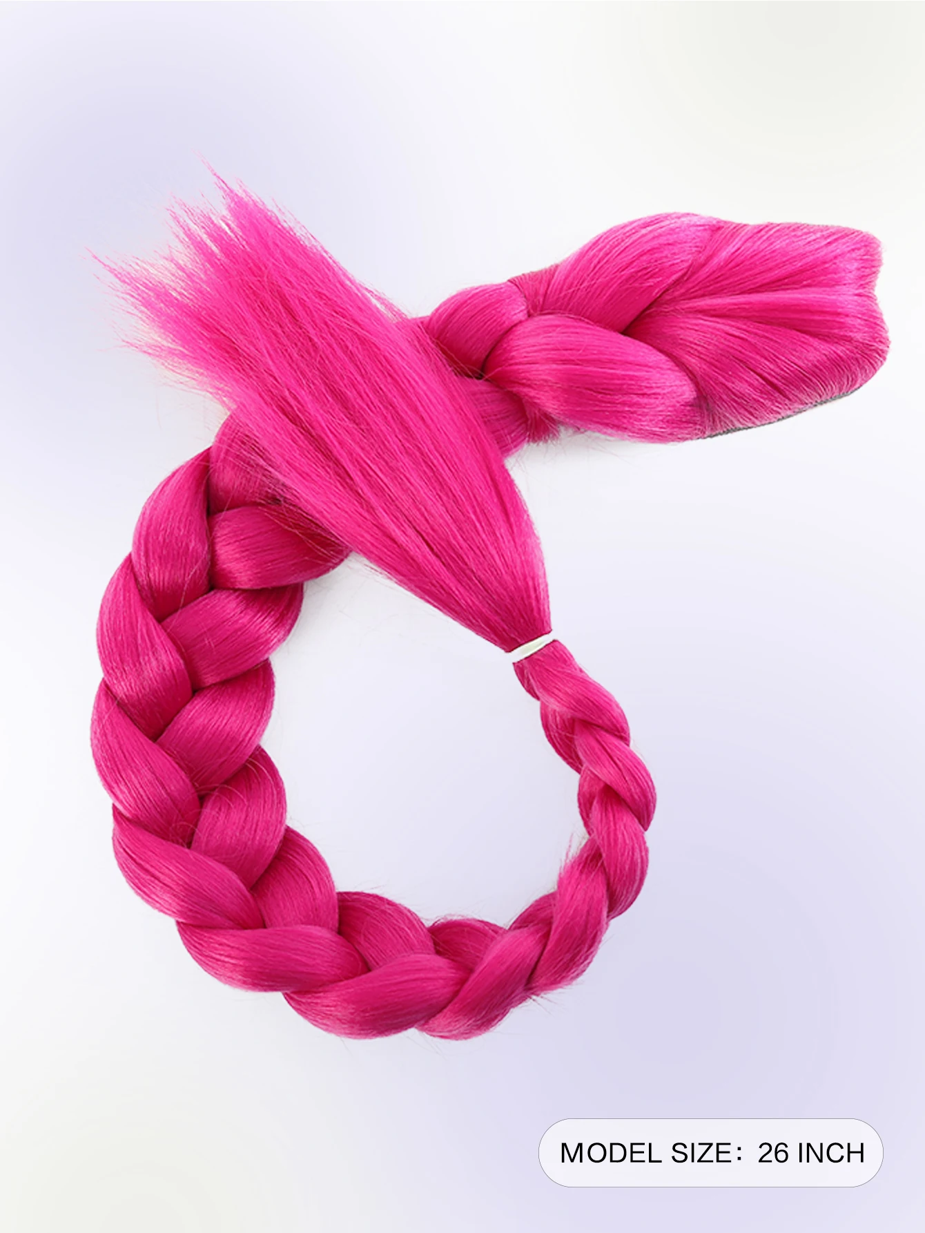 26인치 어린이용 땋은 머리 포니테일 연장 가발, 코스프레용 긴 로즈 레드 땋은 머리, 어린이 크리스마스 파티용 퍼플 가발