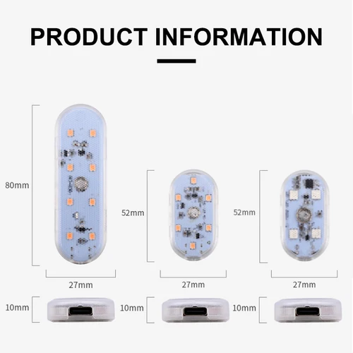 SEAMETAL-자동차 LED 터치 라이트 무선 자동차 독서 램프 미니 USB 충전 인테리어 조명, 자동차 도어 발 트렁크 스토리지 박스 2