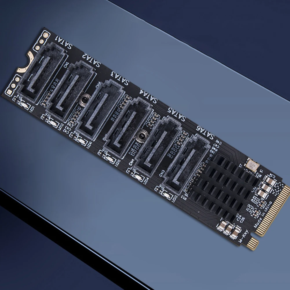 M.2 MKEY PCI-E Expansion Card 5/6 Port Adapter Card M.2 To SATA 3.0 Converter 6Gpbs SATA3.0 Adapter Support PM Function