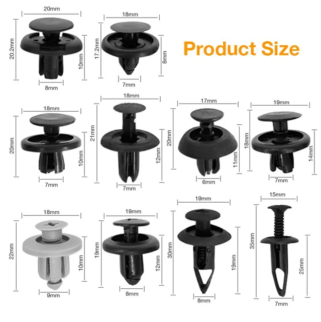 100-Piece Car Retainer Clip Kit - Plastic Push Trim Fasteners For Bumpers & Panels