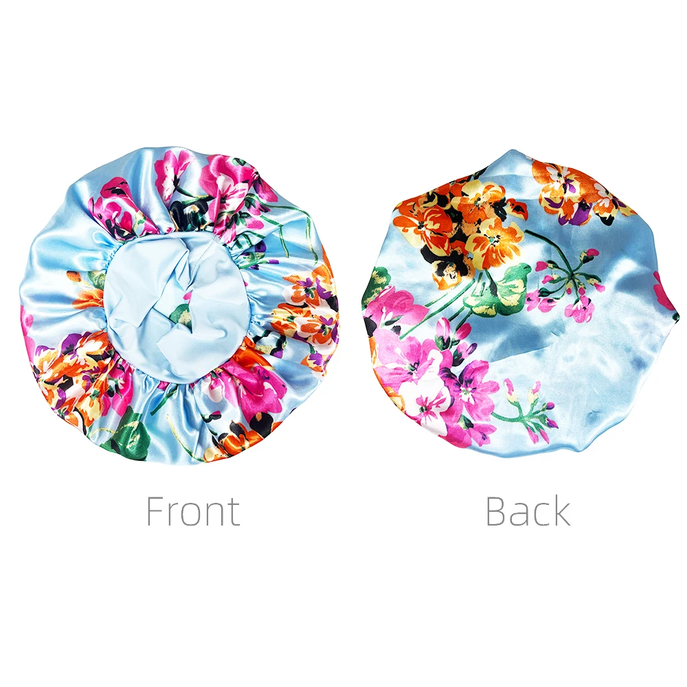 Women Satin Bonnet Cap Silky Big Bonnet for Women Floral Printing Sleep Cap Design Boneet's 4
