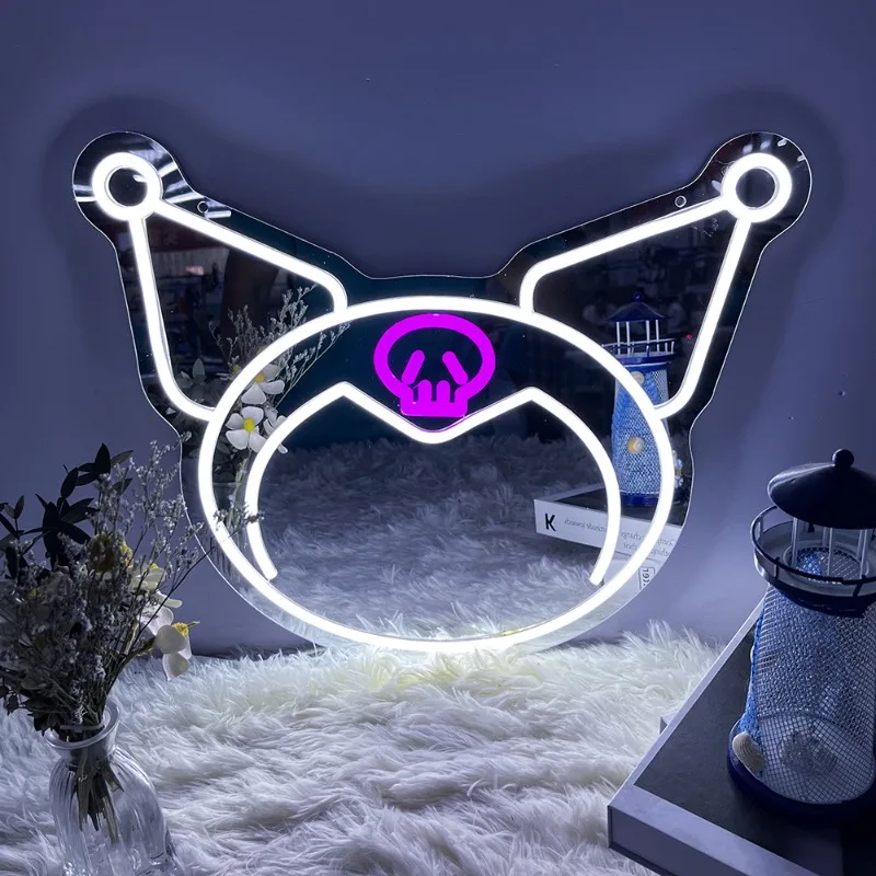 Explosive Personality Creative Led Love Mirror Neon Light Cat Makeup Mirror Acrylic Light Desk Vanity