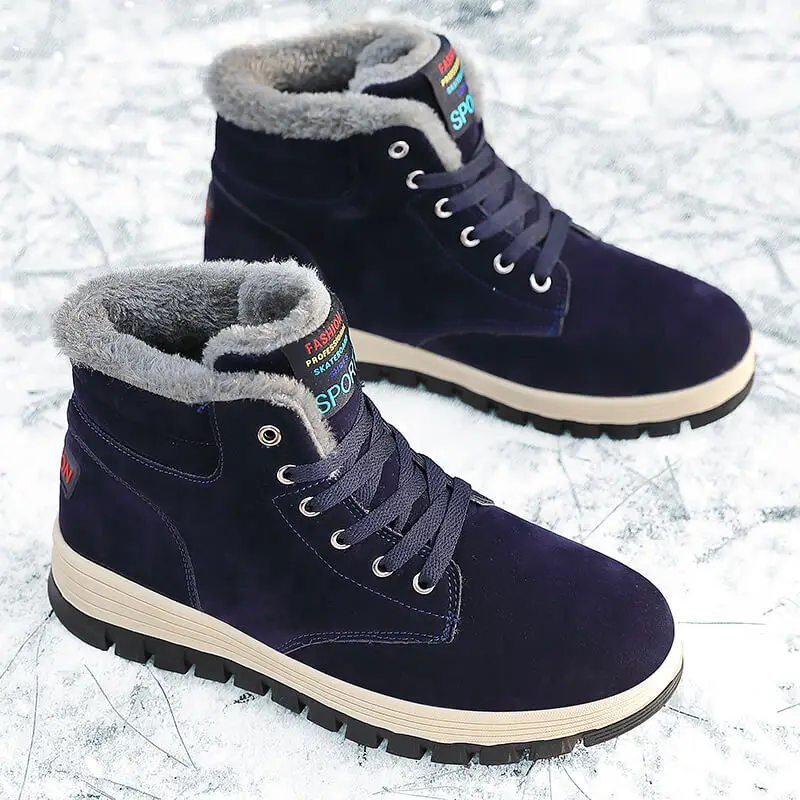 

Waterproof Winter Men Boots Cow Suede Warm Snow Boots Men Work Casual Shoes High Top High-top Non-slip Ankle Boots Plus Size 47