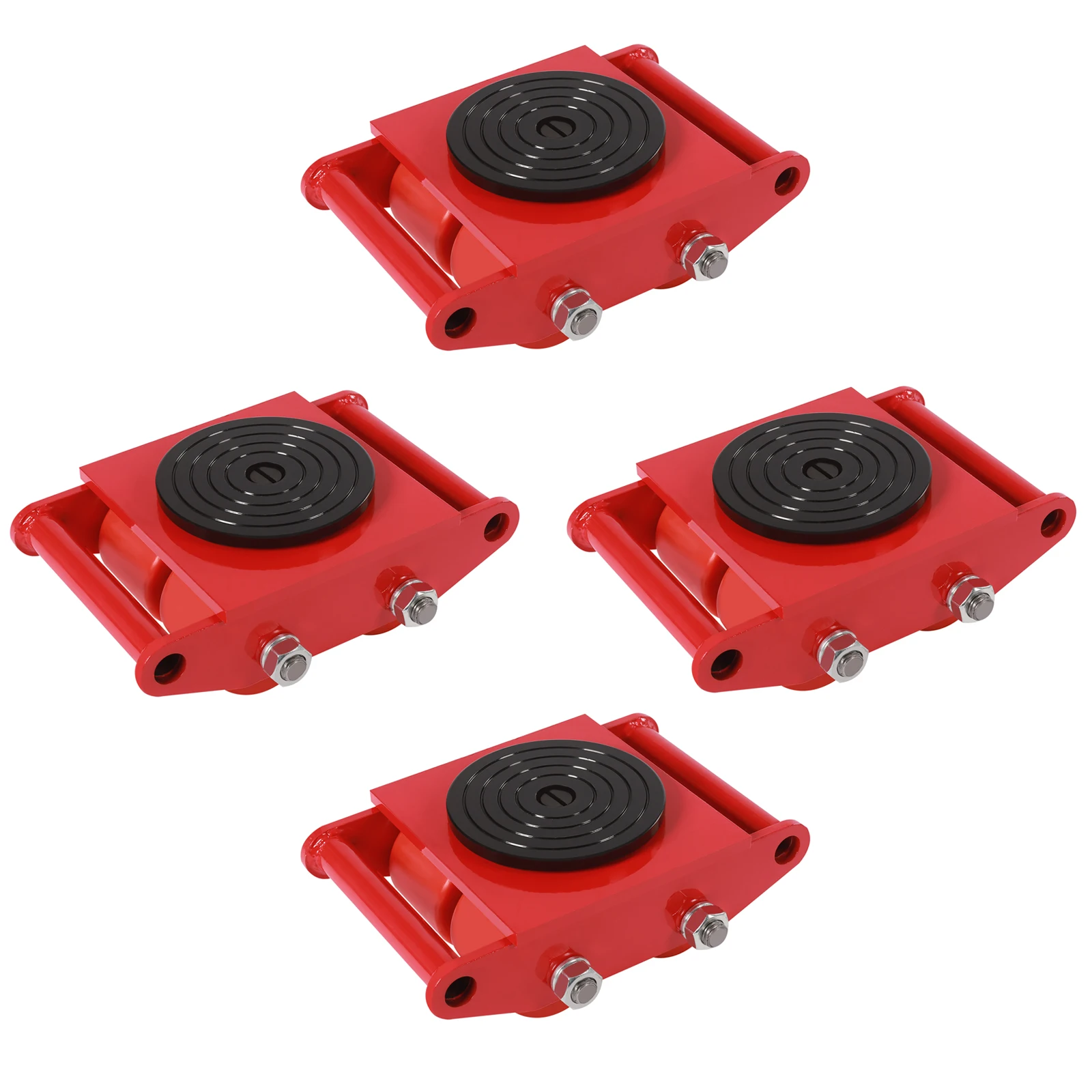 Red 4PCS Machinery Mover 4 Roller 360° Dolly Skate Cargo Trolley 13200lbs/6 Ton