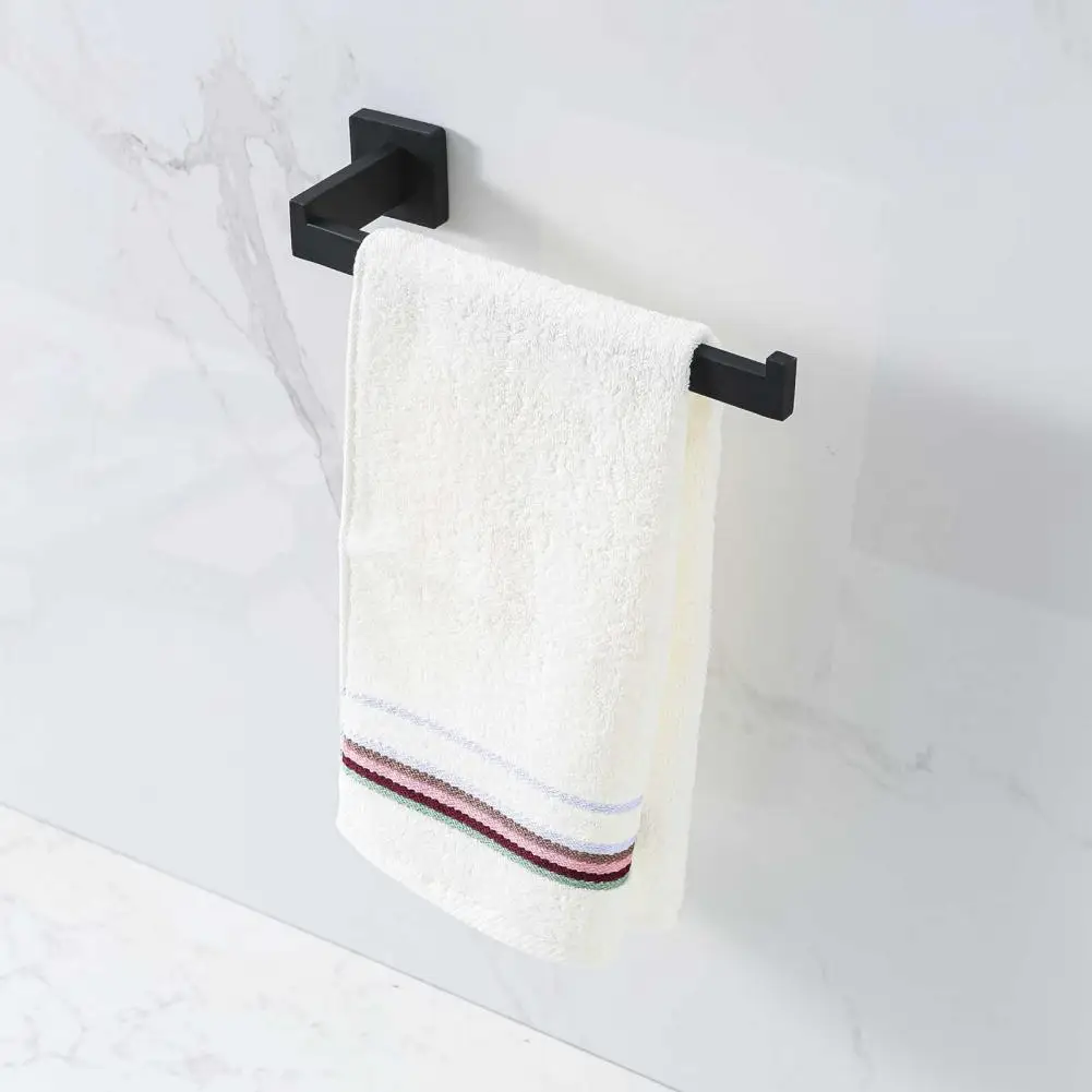 Towel Rack Set with Chamfered Edges Modern Matte Black Bathroom Hardware Set with Towel Rack Hand Holder Toilet for A