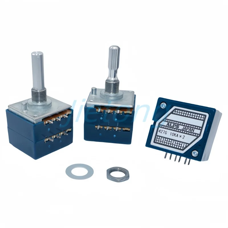 1pc ALPS RK27 Volume Rotary Potentiometer 10K 20K 50K 100K 250K 500KAx2 Dual Slotted Japan 6Pins 25MM Round Shaft multiturn potentiometer rotary potentiometer potentiometer kit trimmer potentiometer adjustable resistor potentiometer knobs electronic components
