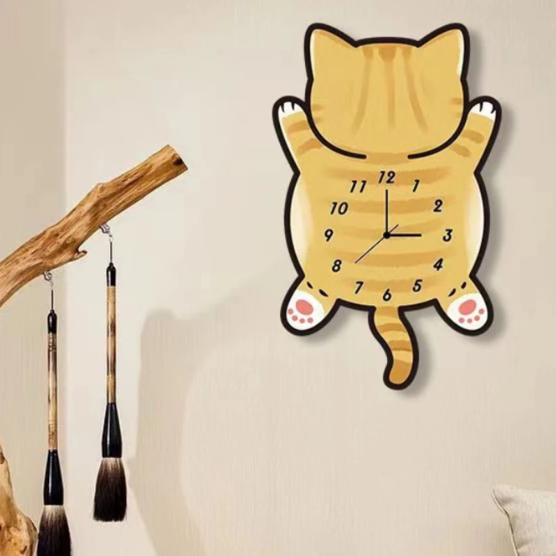 Big Orange Cat Back Wall Clock