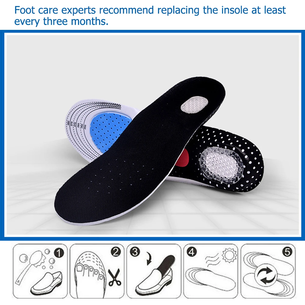 Unisex Sport Insoles Arch Support Shoe Pad Gel Running Support Orthopedic Inserts High Elasticity Breathable Running Cushion