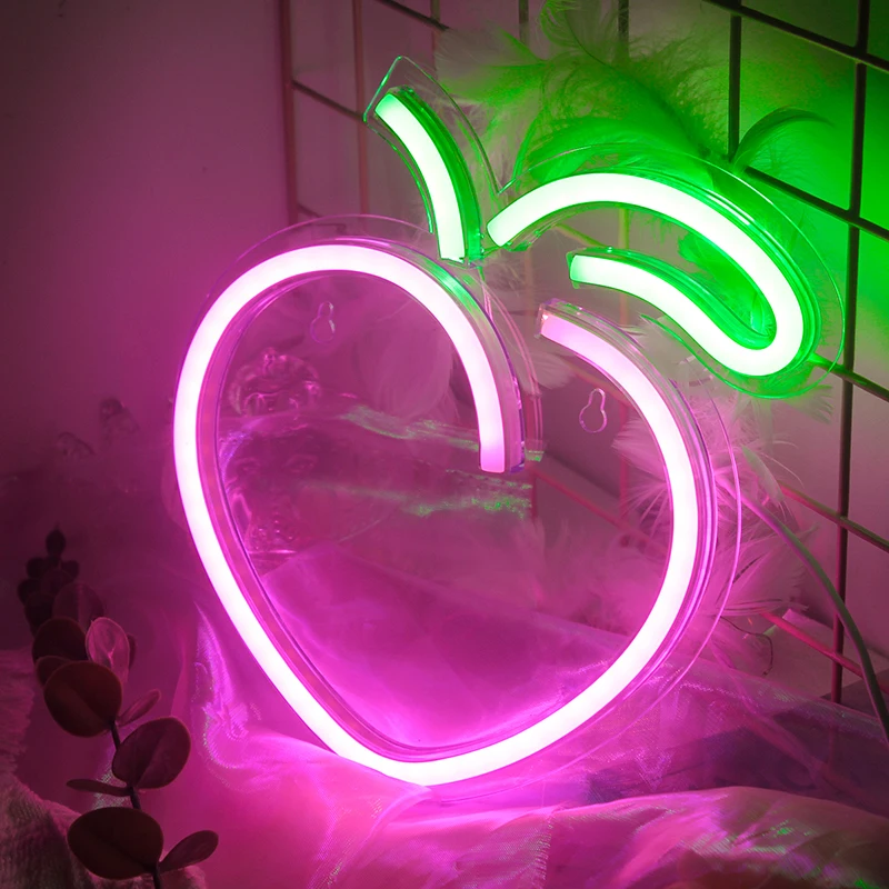 Pink Peach Neon Sign Teen Room Decor Signs USB Powered Cute Peach Room Decor with Switch Playroom Bar Hotel Party Kids Bedroom cheers neon sign led light cute club restaurant bar shop party animal animation children room home art wall decor lamp gift