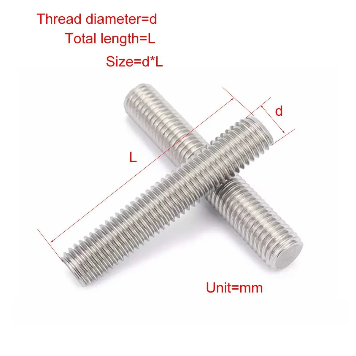 Свинцовый винт из нержавеющей стали 304, резьбовой стержень с полной резьбой M8M10M12
