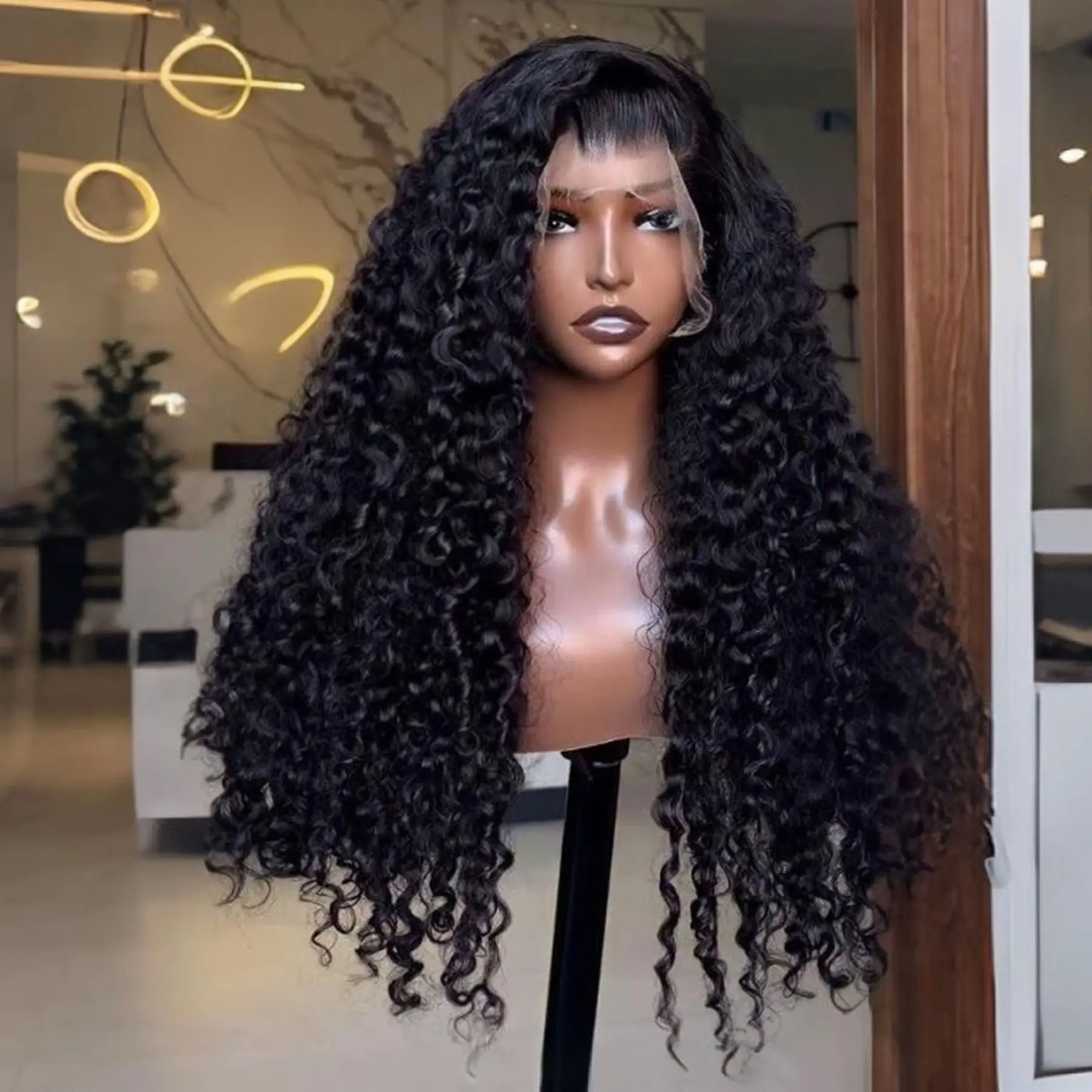 Long Jerry Curly 13X4 Lace Front Synthetic Wig For Women Natural Hairline Baby Hair Preplucked Bleach Knots Cosplay Daily Party