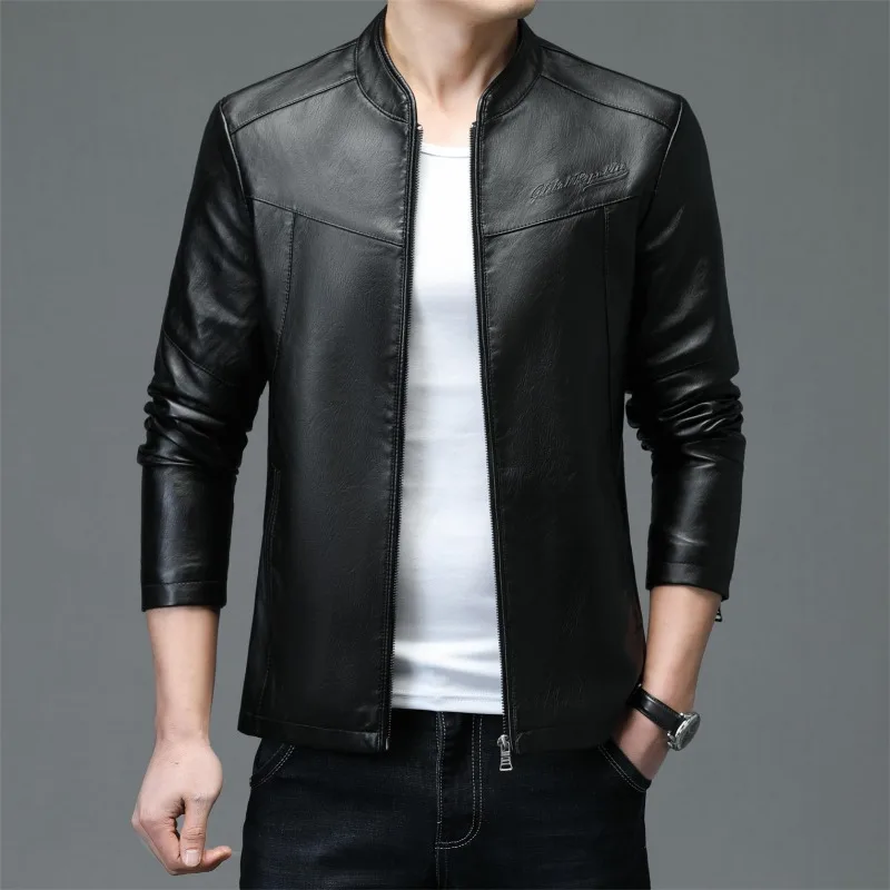 3 Colors!2023 Men's Leather Jackets Business Leisure Autumn Fashion Coat PU Leather Jackets Men's Clothing  Mens Leather Jacket