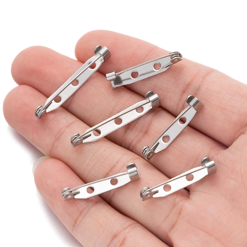 20 stücke 17mm 25mm 38mm 45mm Edelstahl Brosche Pin Sicherheit Brosche Basis Einstellungen Nadel Zubehör DIY schmuck Machen Komponente – Detail 1