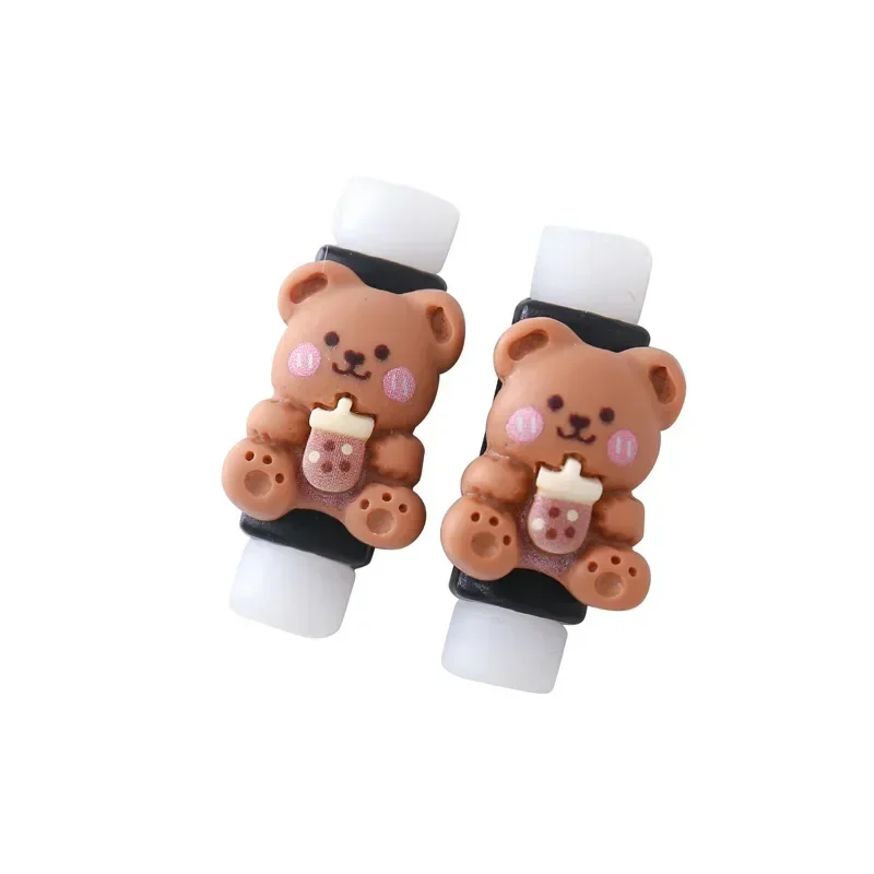 2PCS Data Line Protective Sleeve Durable Wear-resistant Breathable Cable Protector Cover Kawaii Bear Rabbit Charger Cord Winder 6