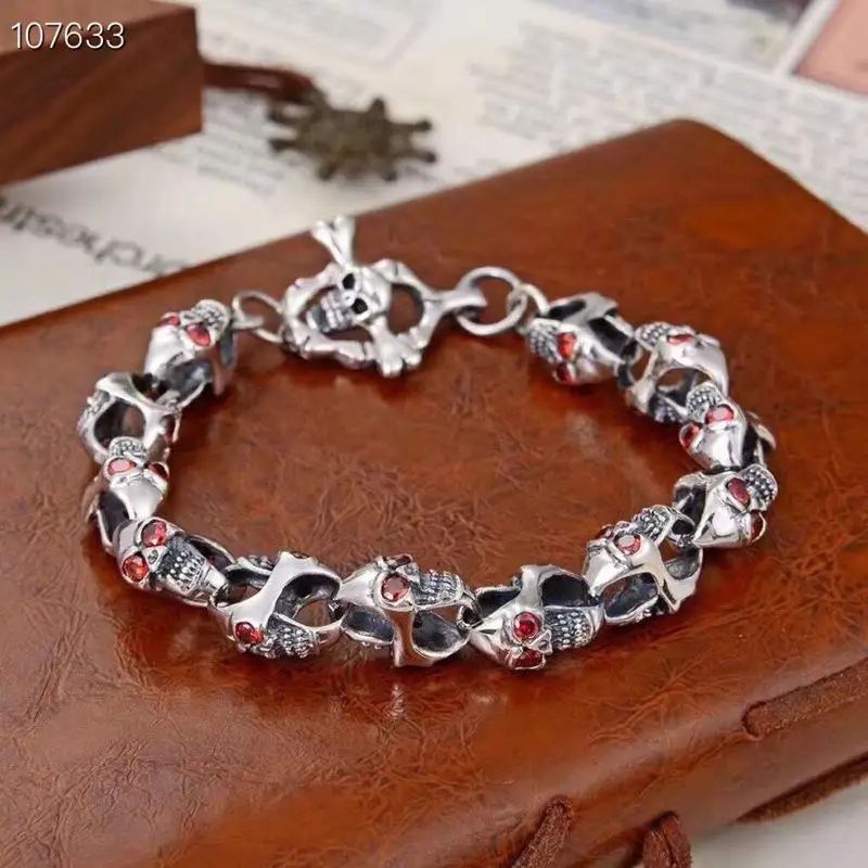 

S925 silver character skeleton man bracelet live web celebrity chain fashion bracelets friends gifts ancient