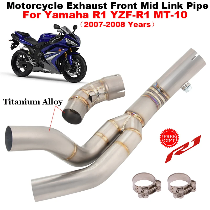 Motorcycle Exhaust Escape Modify Middle Link Pipe Connect Original Muffler Slip-On For Yamaha YZF R1 YZF-R1 MT-10 MT10 2007 2008