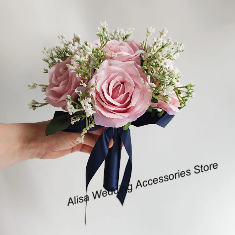 Ivory Wedding Bouquet For Bride Bridesmaid Artificial Flowers Rose Gypsophila Bridal Bouquet Mariage Wedding Accessories