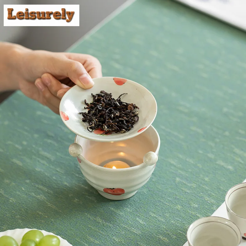 Hand-painted Strawberry Roasted Tea Stove Japanese Powder Yin Aroma Enhancer Burner Flavoring Tea Leaf Rack Kung Fu Ceremony