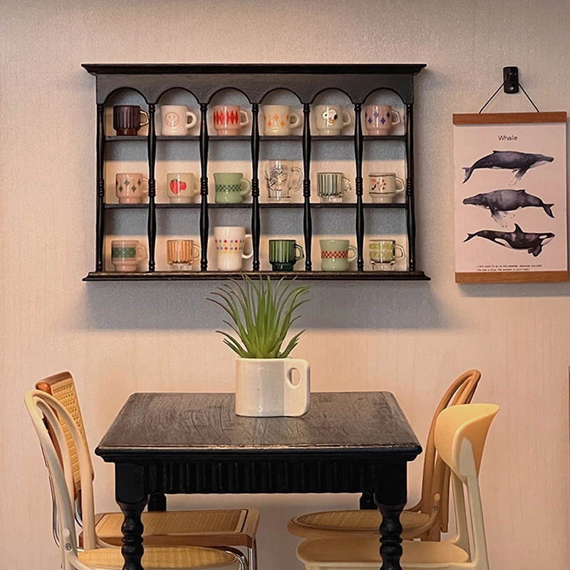 16 Dollhouse Miniature Cup Holder Shelf Multilayer Storage Rack Solid