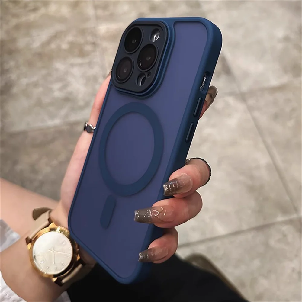 Luxury Matte Armor Magnetic Wireless Charging Case - Shockproof Hard Cover