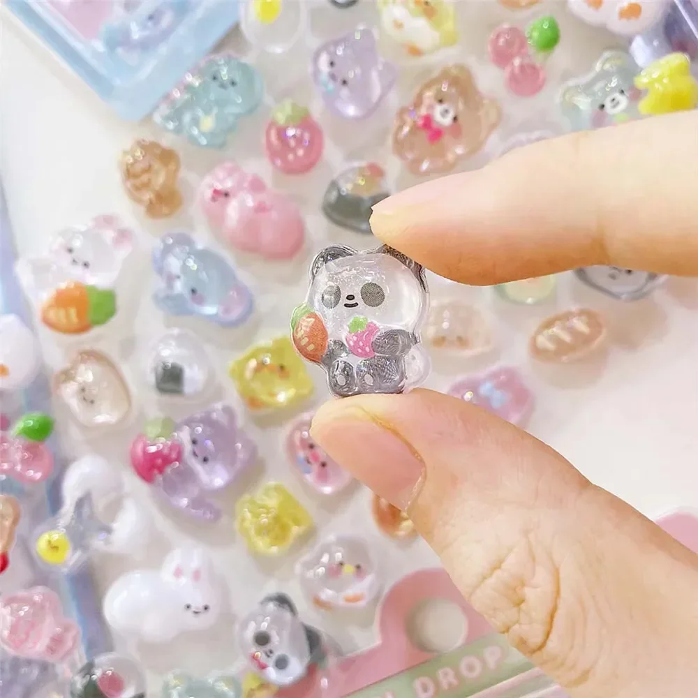 Candy Stickers 3D Embossed Pink Scrapbook Ghost Rabbit Water Drops Diy Journal Stickers Decor 1pc cartoon stickers decorative stickers self adhesive stickers stationery stickers paper stickers adhesive stickers decorative labels stickers cartoon sticker handbook stickers diy scrapbooking accessories