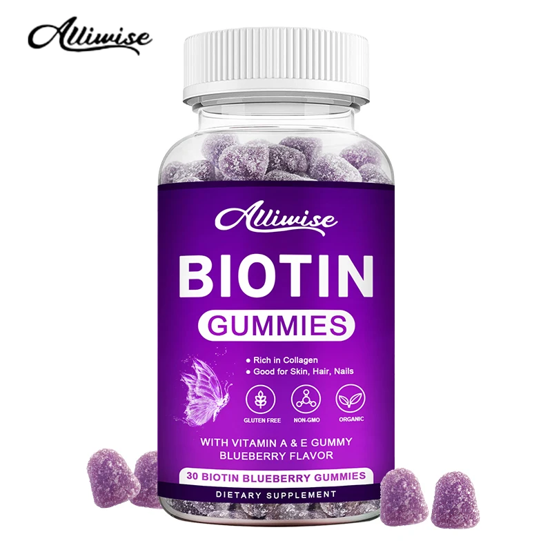 

Alliwise Biotin Gummies for Hair Growth with Vitamin A E Vitamin Gummy Health Nail Skin Biotin and Collagen Supplement