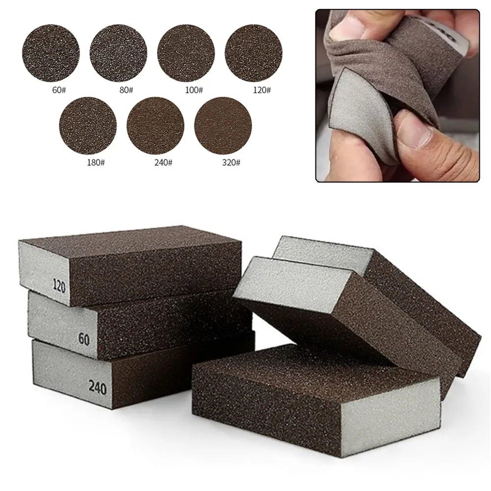 1x Polishing Sanding Sponges Sanding Blocks Sponge 60/80/100/120/180/240/320 Grits Wood Furniture Metal Derusting Sandpaper