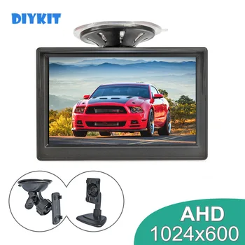 DIYKIT Monitor per retrovisione per auto AHD da 5 pollici Monitor HD di backup per parcheggio interno con staffa a ventosa per camion con cavalli SUV MPV