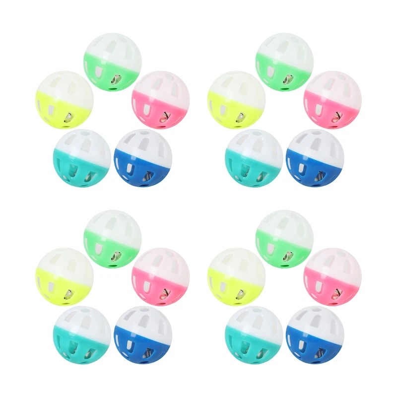 20Pcs for Cat Toy Balls Plastic Noisy with Bell Inside Kitten for Chase