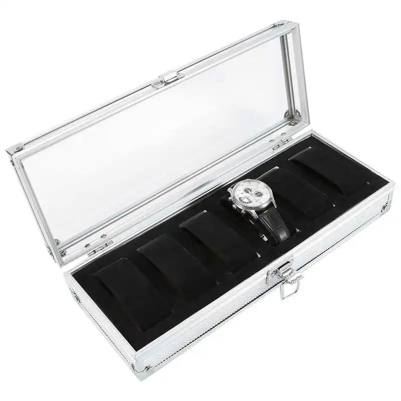 1pcs Aluminium Watches Box Jewelry Display Storage Case Suede Inside