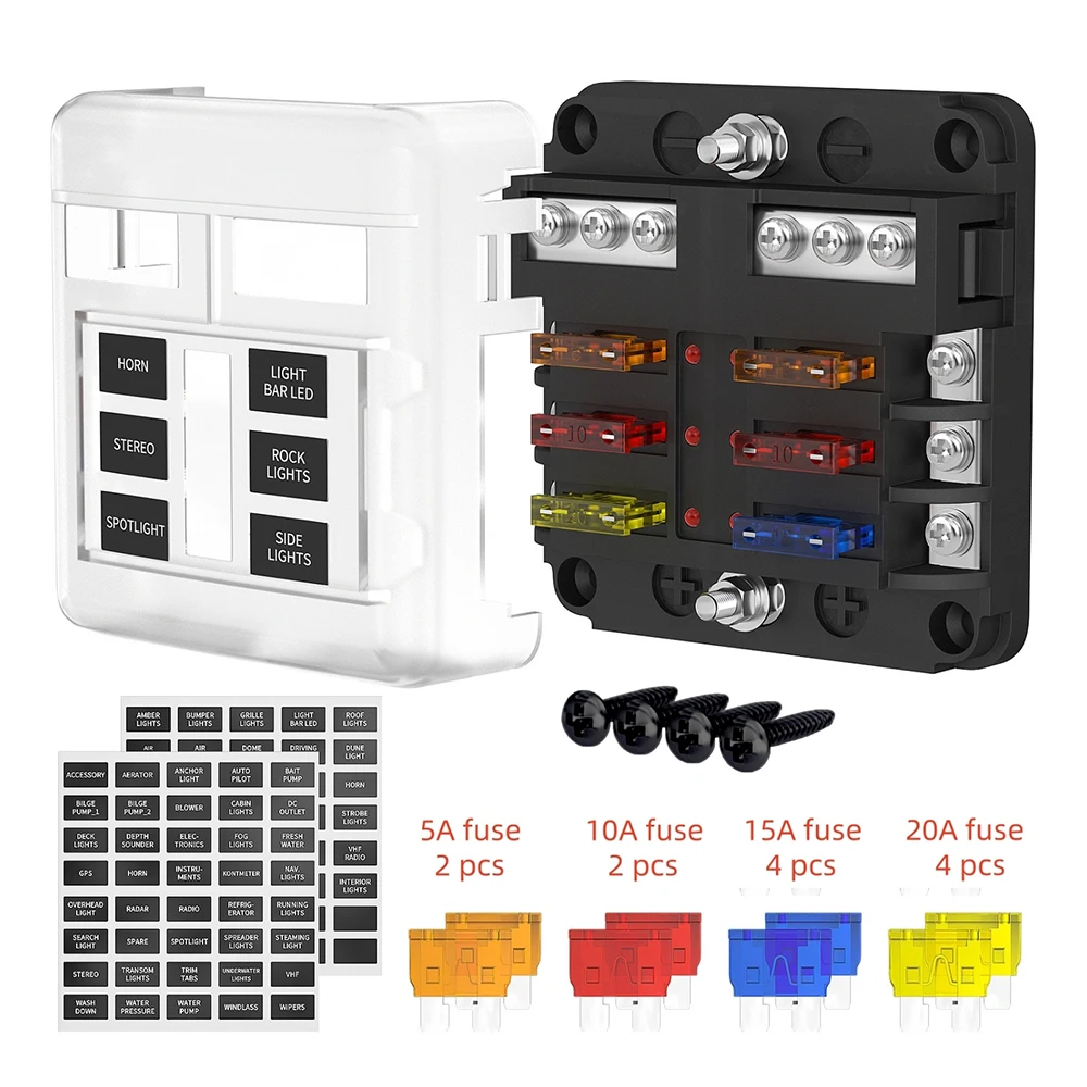 12V Fuse Block 6 Way With LED Indicator Light 12 Volt Fuse Box ATO/ATC Marine Panel Waterproof 24V For Automotive Boat Car fuse box